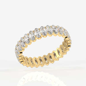 Anillo de Eternidad de Oro de 18K con Diamantes Cultivados en Laboratorio de Corte Ovalado, Elegantes Anillos de Diamantes para Mujer - Product Image 2