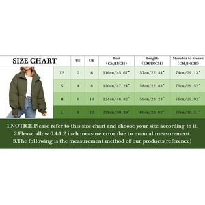 Veste ouatée pour 2024 automne hiver femmes chaud lanterne manches col montant recadrée vers le bas manteaux fermeture éclair épaissir vêtements d'extérieur - Product Image 6