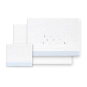 Juego de 3 piezas de ropa de cama para cochecito en forro polar coral con técnica de tejido - Modelo ESTRELLA-LUNA - Product Image 1
