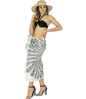 2026 Hot Selling Geprinte Dames Leopard 1-delige Op Maat Gemaakte Pauw Sexy Bikini Sarong Strand Zwempak Cover-up Pareo Wrap