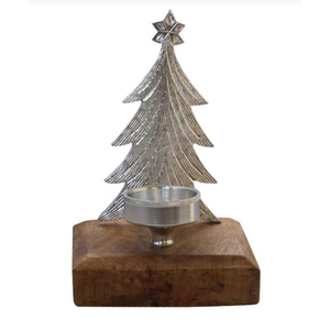 Atractivo diseño de estrella de Navidad portavelas de aluminio de Metal de alta calidad con Base de madera para decoración del hogar portavelas - Product Image 6