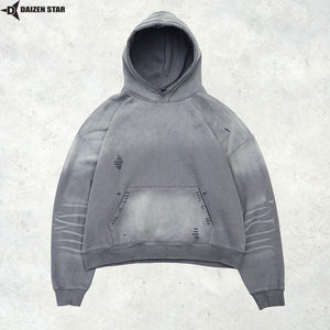 Sweat à capuche pull-over pour homme, hiver, 100% coton molletonné, écologique, respirant, coupe-vent, décontracté, couleur unie, teinture unie, personnalisable - Product Image 3
