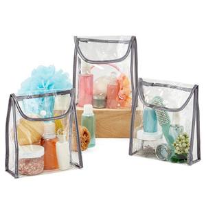 Silver Trim Soft Vinyl <b>Storage</b> Bag Purse Style Plastic for Bathroom Use - Product Image 1