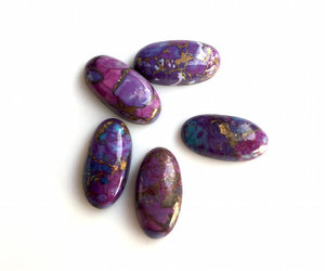 Turquoise violette naturelle, cabochon ovale long, pierre précieuse en vrac avec jeu de couleurs et éclat, taille personnalisable pour la fabrication de bijoux - Product Image 4