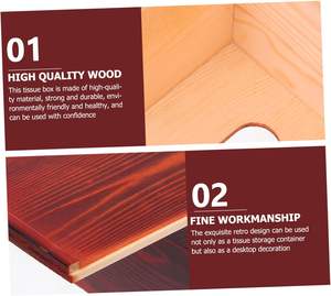 Distributeur de serviettes en papier de soie en bois, 1 pièce, support de visage carré, boîte de mouchoirs en papier, couverture de boîte de mouchoirs en bois - Product Image 2