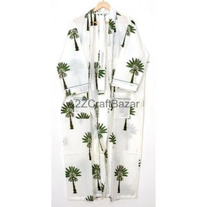 Beau kimono en coton à fleurs blanches Vêtements de nuit confortables pour femmes et vêtements de nuit thermiques Peignoir de printemps en gros avec logo sur le devant - Product Image 5