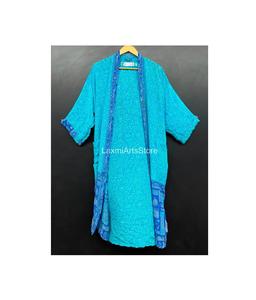 Robe Kimono en Soie Crêpe Faite Main de Luxe pour Femme, Douce et Fluide, Style Bohème, Cache-Maillot de Plage Printemps-Été-Automne, Taille Élastique - Product Image 1