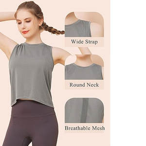 Tops sin Costuras para Mujer, Tops Deportivos, Top Corto de Malla, Tops Holgados para Ejercicio, Ropa Deportiva Acanalada para Correr y Fitness - Product Image 3