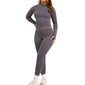 ชุดโยคะไซส์ใหญ่แบบมีซิปด้านหน้า ผ้าสเตรชเอวสูง กระชับรูปร่าง พร้อมซิปปิด ชุดออกกำลังกาย ชุดกีฬา สำหรับผู้หญิง - Product Image 1