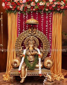 รูปปั้นพระพิฆเนศแบบดั้งเดิมของตกแต่งทางเข้ารูปแบบโบราณของงานแต่งงานรูปปั้นพระพิฆเนศทำมือไฟเบอร์ทำด้วยมือสำหรับบ้าน/กิจกรรม - Product Image 3