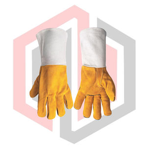 Industrial Safety Firefighting Welding <b>Gloves</b> Tig Mig Leather Grain Texture Knit Wrist Cuff 14 Inch <b>Silicone</b>-free Breathable - Product Image 5