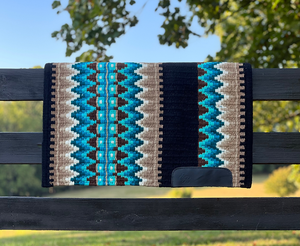 Western Show Horse Saddle Blanket Diseño de Nueva Zelanda Manta de sillín de lana hecha a mano Top Wool Saddle Pad Size - Product Image 1