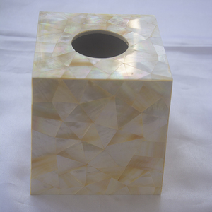 Bali SEASHELL BIJOUX Boîte à mouchoirs Artisanat Bois Matériel avec Or Motif Mixte Mosaïque Nautique Sashell Design - Product Image 6