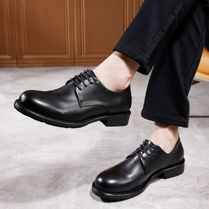 Chaussures Derby en cuir de vachette pleine fleur durables avec technologie anti-odeur et semelle intérieure amortissante, chaussures habillées pour hommes, chaussures de tous les jours - Product Image 1
