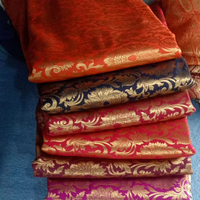 Tissu Jacquard Brocart Métallique 100% Soie Biologique Écologique Tricoté Prêt à l'emploi Couleurs Luxe pour Robe de Mariage Fille