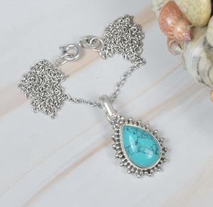 Venta al por mayor 925 plata esterlina joyería fina colgante turquesa piedra preciosa con 925 sello chapado en oro plata colgante joyería - Product Image 4