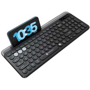 Clavier sans fil Portronics Bubble 3.0 pleine taille avec pavé numérique, multi-appareils Bluetooth et 2,4 GHz, rétroéclairage RGB, rechargeable, noir - Product Image 1