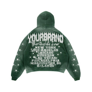 Custom Style Men's 100% Cotton Fleece Washed <b>Jogger</b> Sets OEM DTG All Over Printed <b>Baggy</b> Style Vintage Sweat Suits Tracksuits Set - Product Image 3