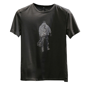 Nouveau Style Hommes Strass T-shirts Service OEM Quantité en vrac Strass T-shirts 100% coton, T-shirt pour hommes, coupe ample, imprimé - Product Image 2