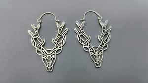 Boucles d'oreilles en laiton tête de cerf, boucles d'oreilles pendantes en bois de cerf, bijoux animaliers bohèmes, boucles d'oreilles rustiques de la forêt, cadeau inspiré de la nature - Product Image 3