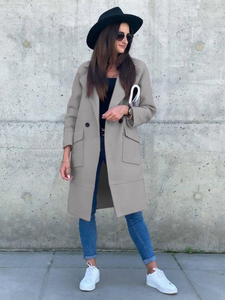 Manteau long en laine élégant de style coréen vintage pour femmes, manteau mi-long de qualité supérieure, col rabattu, manteaux en laine pour l'automne et l'hiver - Product Image 3