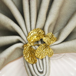 Rond de serviette en forme de feuille métallique vintage Décor de table Rond de serviette de mariage moderne Rond de serviette de salle à manger Hôtel Restaurants Utilisation Rond de serviette - Product Image 1