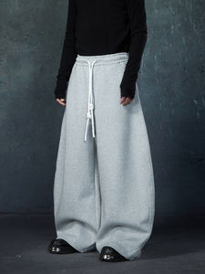 Pantalones de chándal holgados acampanados de algodón de gran tamaño respetuosos con el medio ambiente, ropa de calle Unisex de pierna ancha con logotipo personalizado - Product Image 4