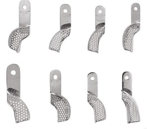 Plateaux d'empreinte dentaire manuels semi-perforés en acier inoxydable, instruments orthodontiques et prothodontiques - Product Image 4