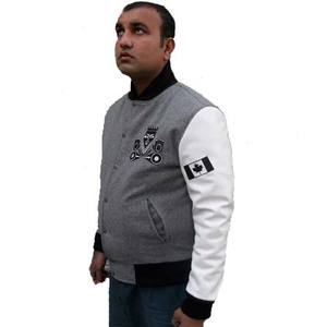 Logo personnalisé Laine Chenille Broderie Baseball Letterman Vestes Hommes Vintage Blanc En Cuir Manches Varsity Veste - Product Image 1