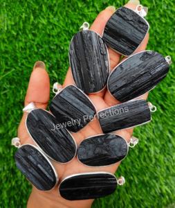 La mayoría de las tendencias elegante único bisel de plata esterlina encantos para mujeres princesa corte Natural negro turmalina Druzy colgante collar - Product Image 2