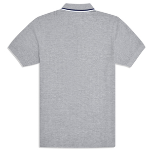 Camiseta Polo de alta gama 100% algodón respetuosa con el medio ambiente para hombre, patrón sólido personalizable, textura de hueso de arenque gris jaspeado, talla 6XL - Product Image 4