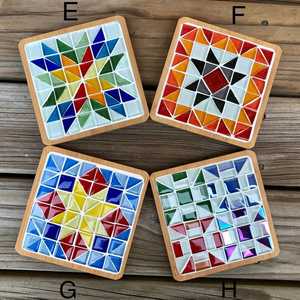 Sous-verres en mosaïque de verre de bambou, ensemble artisanal, rond, carré, hexagonal, protège-plat, accessoire pour la maison, la cuisine, le bar, le bureau - Product Image 2