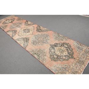 Vintage <b>Runner</b> Rug 3.3x13 ft, <b>Red</b> Gray Plants & trees Rug Wool - Product Image 1