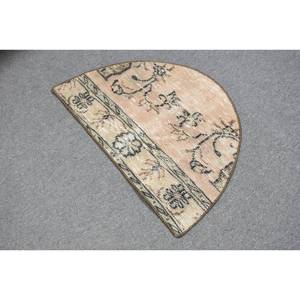 Tapis en laine turque vintage Beige et vert Patchwork Design 2.5ft X 1.5ft Rectangle Latex Back-pour chambre ou couloir - Product Image 2