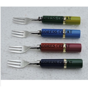 Ensemble de fourchette à dîner en acier inoxydable de style américain avec poignée en résine et en bois pour les mariages et les anniversaires, la maison et la cuisine - Product Image 4