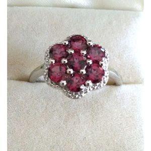 Shah Gems Women's Natural Garnet White Topaz Flower <b>Ring</b> 925 Sterling <b>Silver</b> IGI Certificate Platinum Everyday Wear <b>Opal</b> <b>Ring</b> - Product Image 1