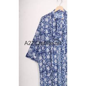 Bata Kimono Vintage de Algodón 100% Hecha a Mano en India con Estampado Floral para Mujer, Talla Única, Romántica y Cómoda para Dormir en Invierno - Product Image 3