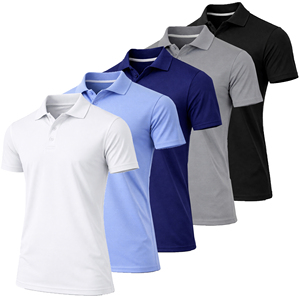 Lot de 5 chemises décontractées à manches courtes pour homme, en polyester tricoté uni, respirant et anti-transpiration (S-3XL) - Product Image 3