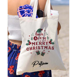 Sac fourre-tout en coton Joyeux Noël - Sacs de Noël festifs - Product Image 3