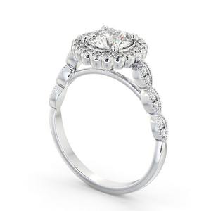 Bague de fiançailles pour femme en or rose 18 carats Vintage Halo floral Cluster Lab Grown Diamond Filigrane Milgrain IGI Certifié pour les fêtes - Product Image 4
