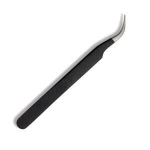 Pince à épiler en acier inoxydable de marque privée, noire et grise, à pointe incurvée, idéale pour isoler les cils, emballage en boîte cartonnée - Product Image 4