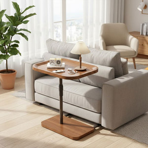 Tavolino da Caffè <span class=keywords><strong>Salvaspazio</strong></span> Convertibile e Sollevabile, <span class=keywords><strong>Tavolo</strong></span> Centrale Pieghevole in Legno con Gambe in Metallo per Piccoli Appartamenti - Product Image 4