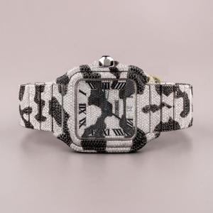 Black and <b>White</b> Moissanite Diamond Mens Wrist <b>Watches</b> Fully Iced Out Custom Made Automatic Movement <b>Watch</b> - Product Image 1