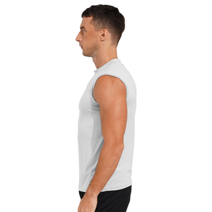 Punto personalizado gimnasio deportes 100% algodón cuello redondo chaleco logotipo personalizado hombres camisetas sin mangas camiseta sin mangas - Product Image 4