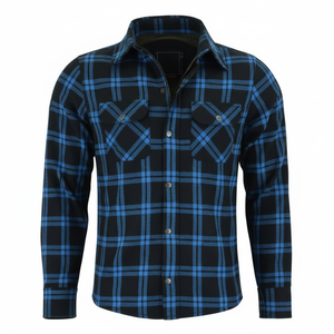 Chemise de moto en flanelle de Kevlar de haute qualité pour hommes, motif à carreaux décontracté, manches longues pour la conduite régulière, fabricant en gros - Product Image 3