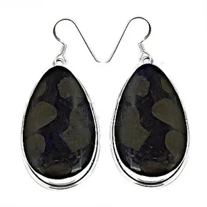 Boucles d'oreilles en argent 925 en forme de goutte d'eau avec pierre naturelle sertie en clos, style bohème, pour femme, à porter au quotidien - Product Image 3