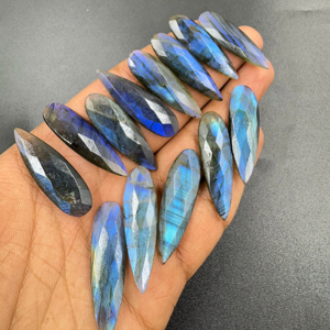 Alta calidad azul llamativo labradorita Checker corte pera forma Briolette 39x13mm piedras preciosas sueltas naturales para la fabricación de joyas - Product Image 1