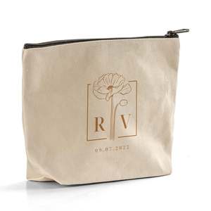 Pochette cosmétique en toile à fermeture éclair grande capacité, écologique et personnalisée, sac organisateur de maquillage holographique - Product Image 3