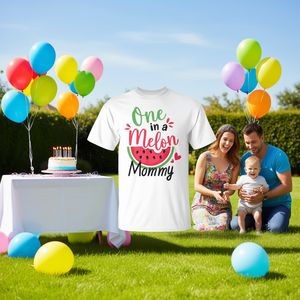 Maglietta promozionale coordinata per la famiglia per il primo compleanno di One in a Melon Mommy - Product Image 3