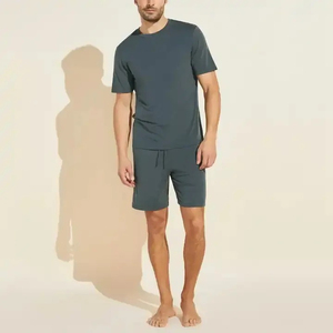 Ropa de gimnasia personalizada OEM al por mayor para hombres, camisetas y pantalones cortos de entrenamiento de algodón ajustados, ropa de moda informal con patrón sólido para correr - Product Image 4